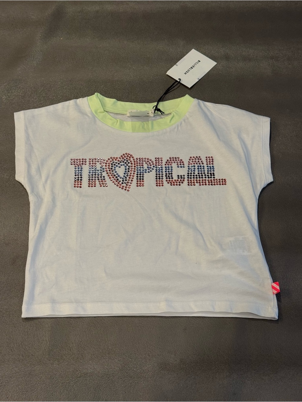 Billie Blush Kids White 'Tropical' Short Sleeve Graphic Tee. Size 6